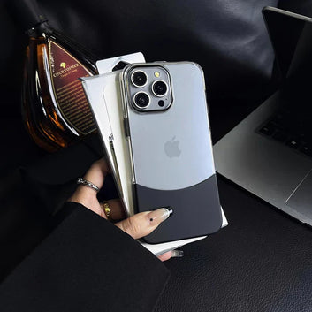 2 in 1 Splicing Clear Acrylic Hard Back Cover iPhone Case